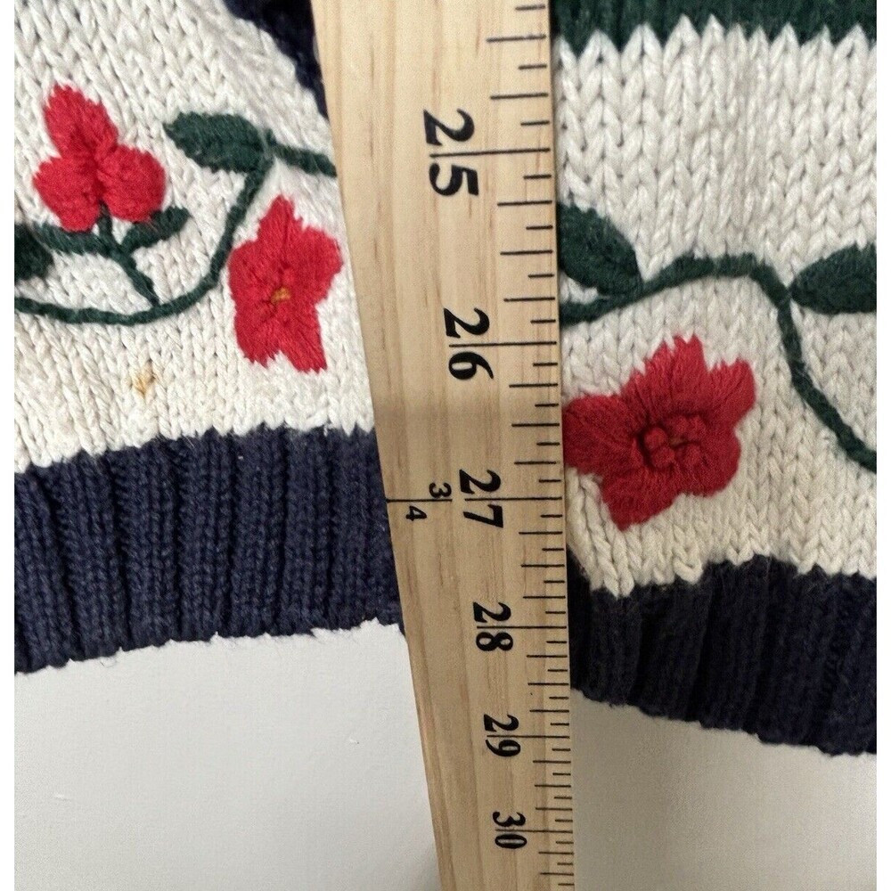 Vtg Casual Corner Womens Embroidered Cardigan Christmas Sweater Size M Knit - Picture 6 of 10